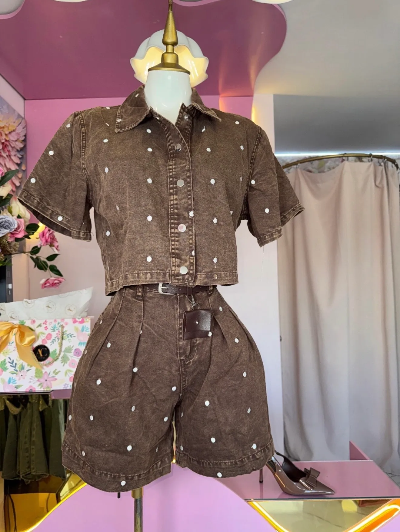 Conjunto polka denim 