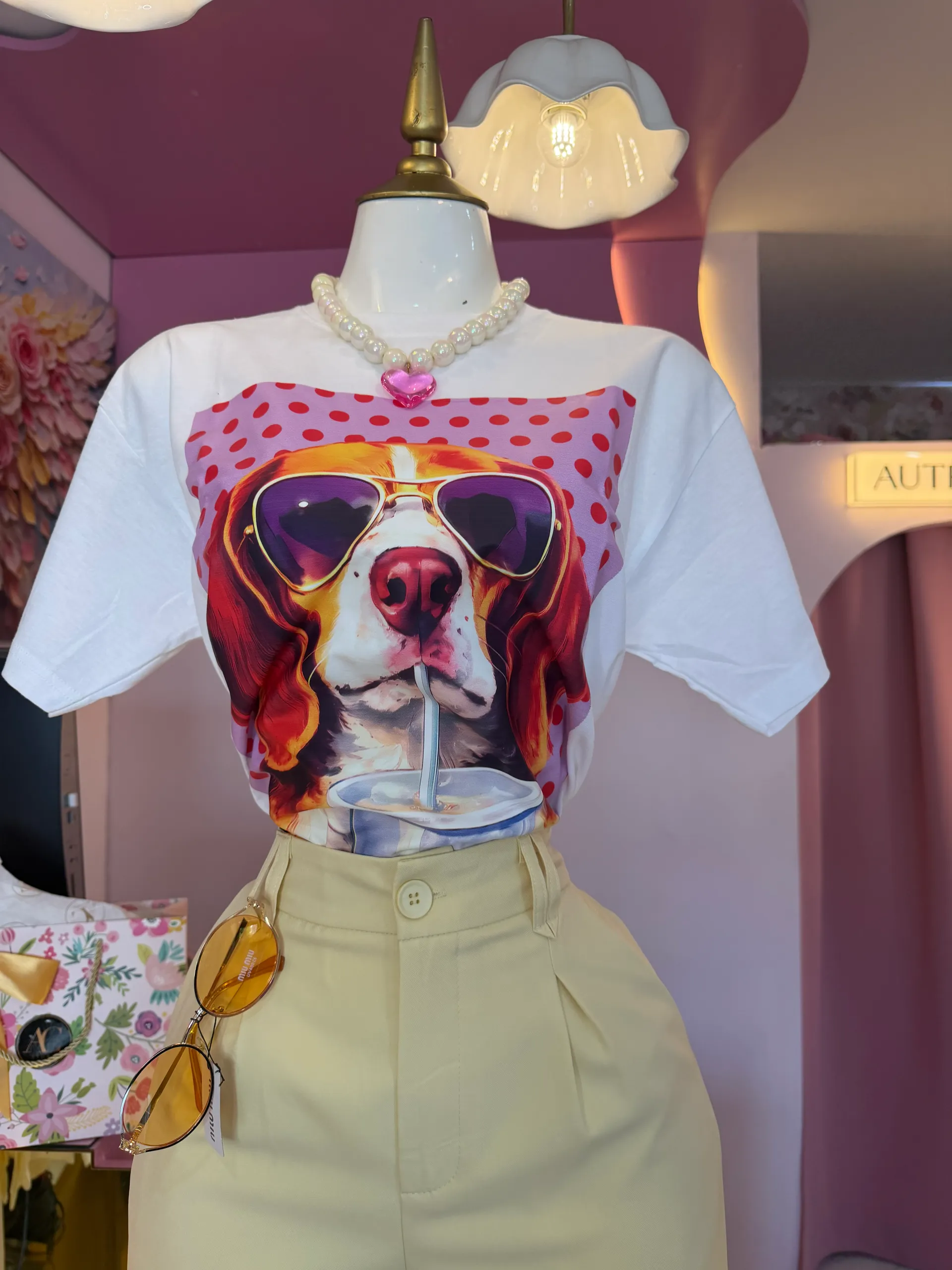 Playera dog lunares 