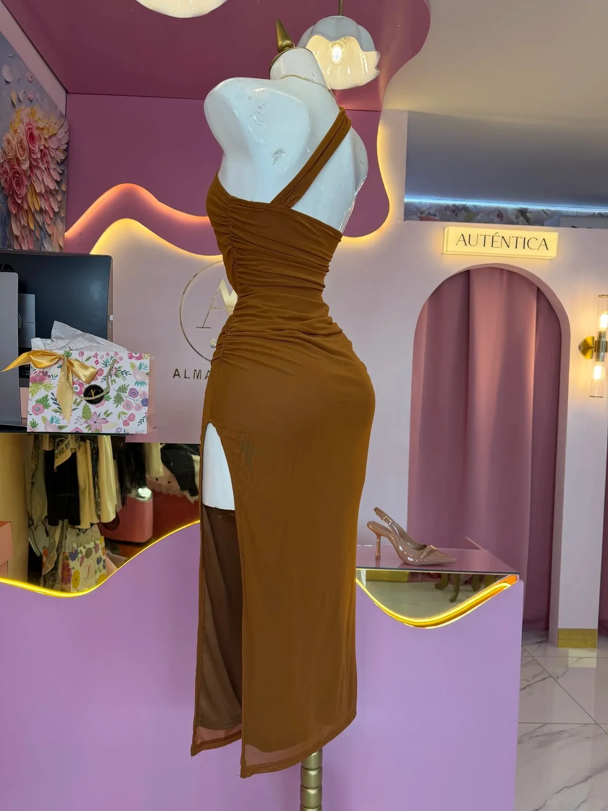 Vestido midi de mesh con transparencia — AC Store