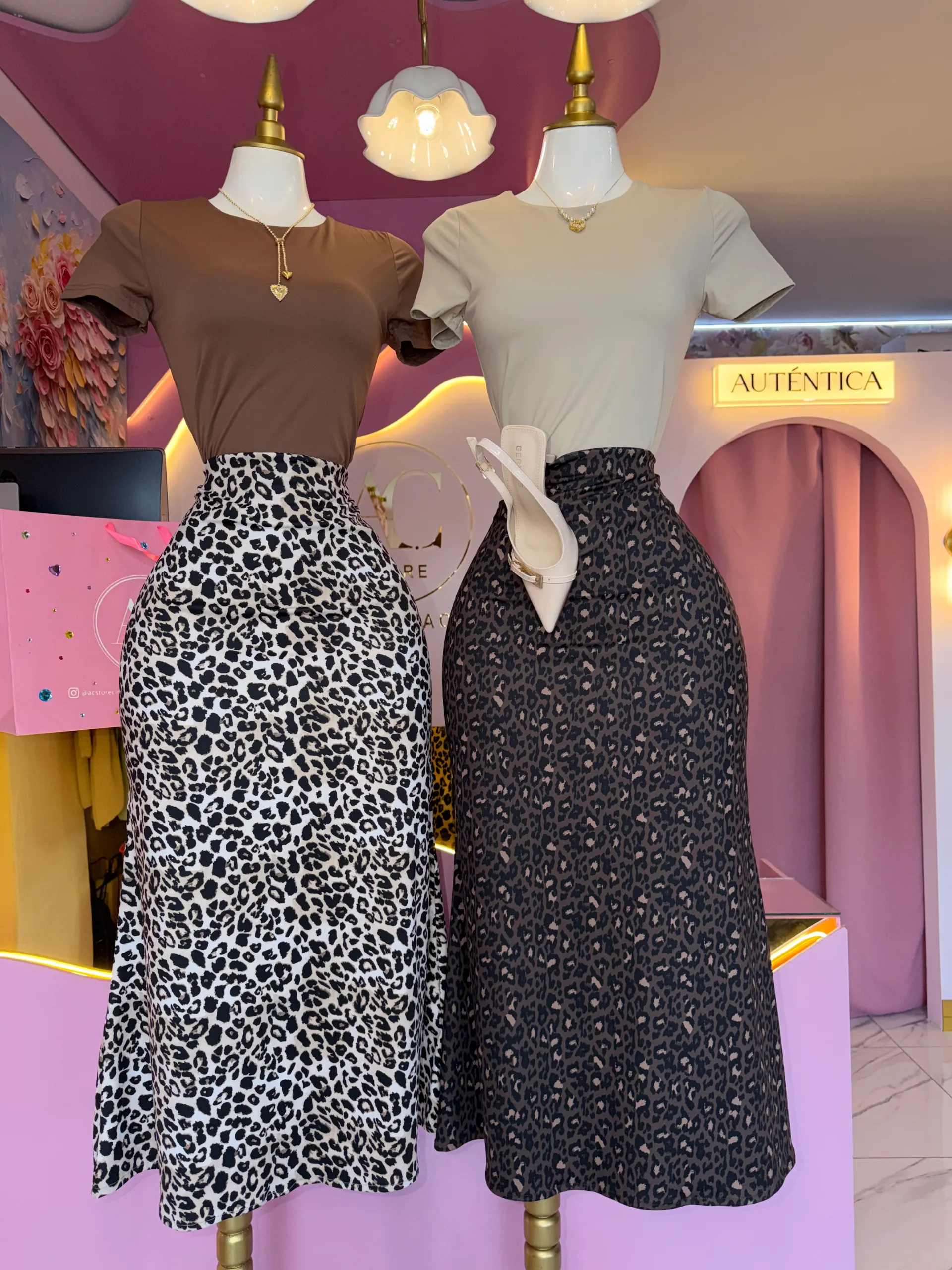 Falda midi animal print