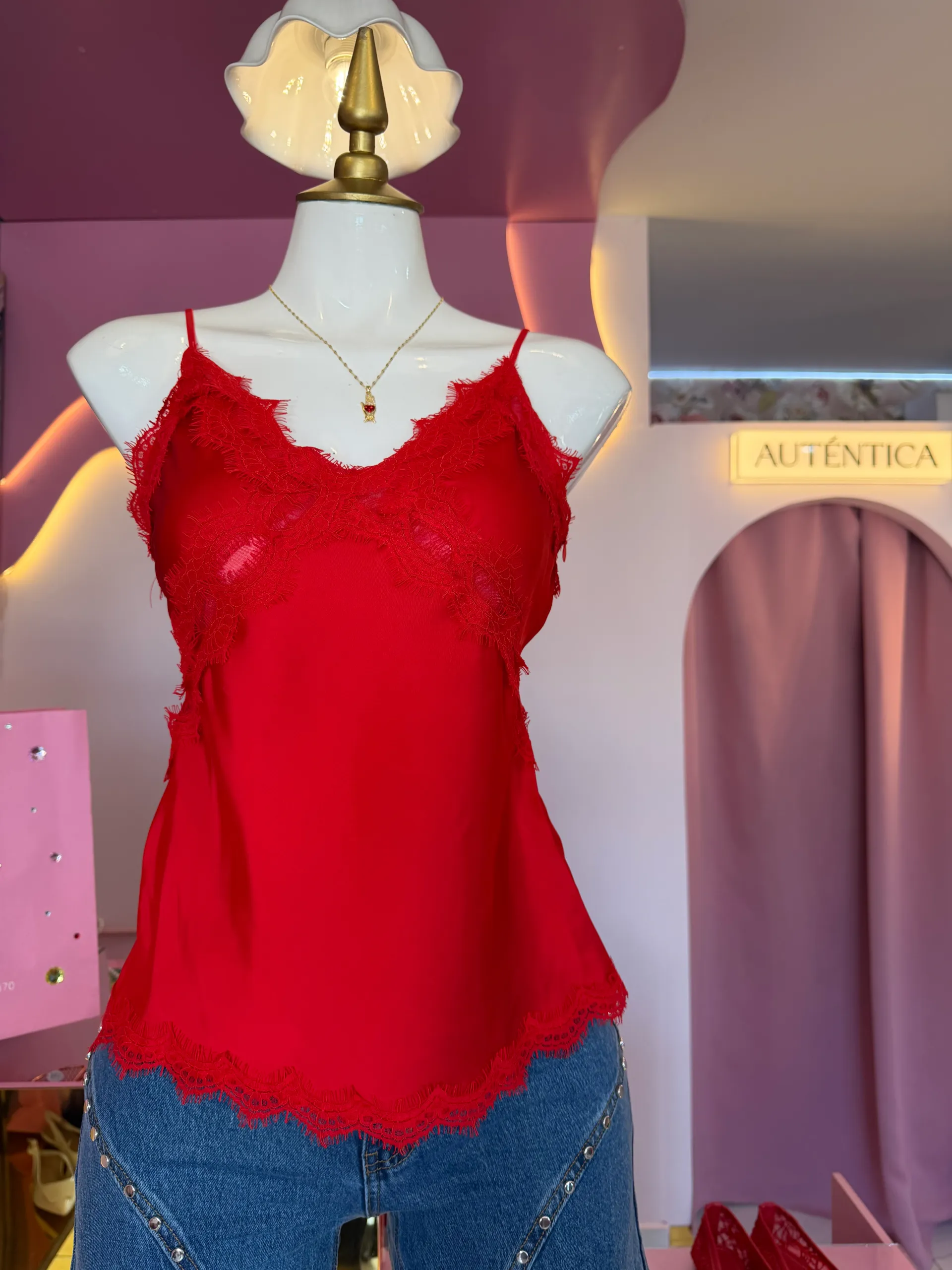 Blusa de tirantes con encaje  — AC Store