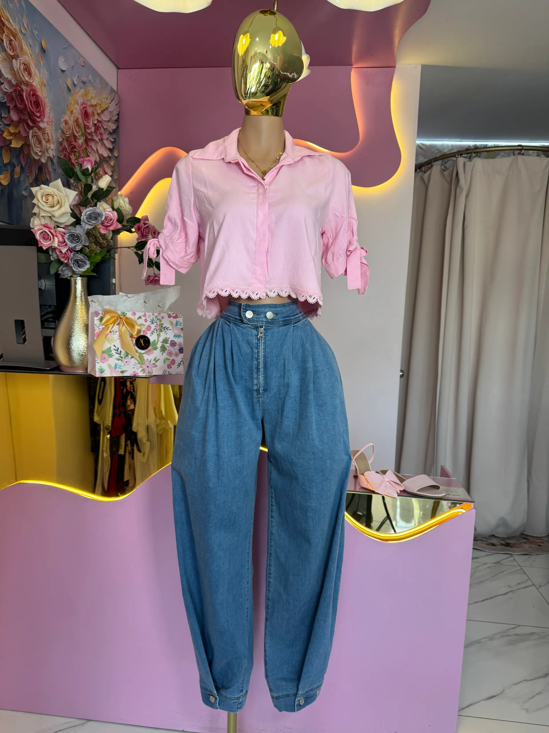 Pantalón denim liso