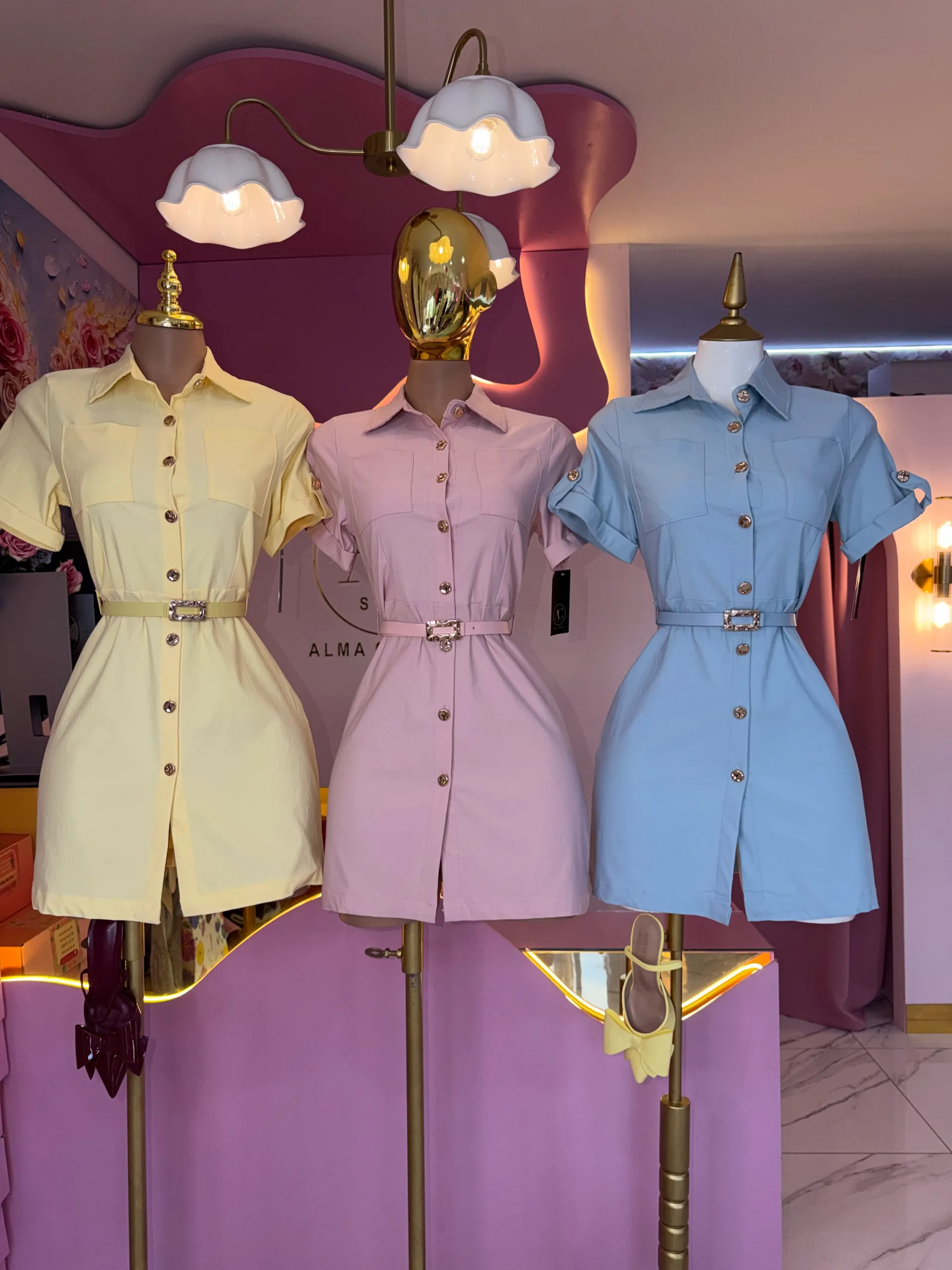 Vestido camisero de cinto