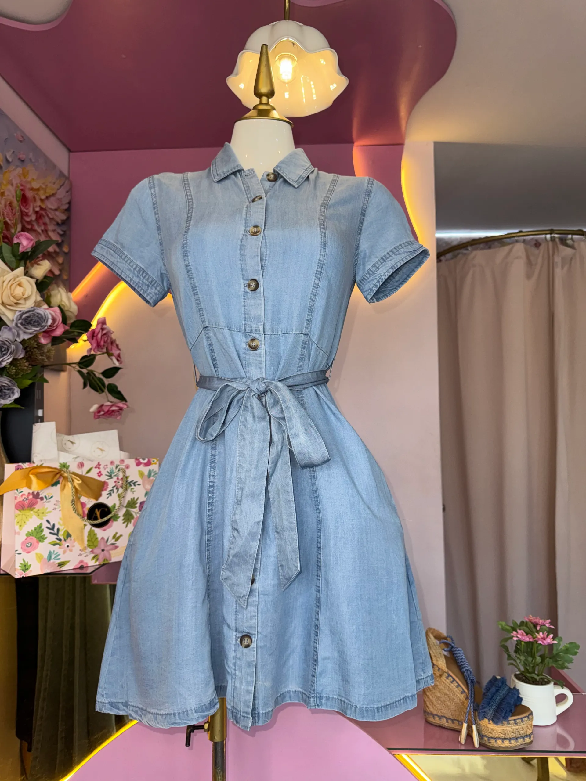 Vestido camisero mezclilla algodón 