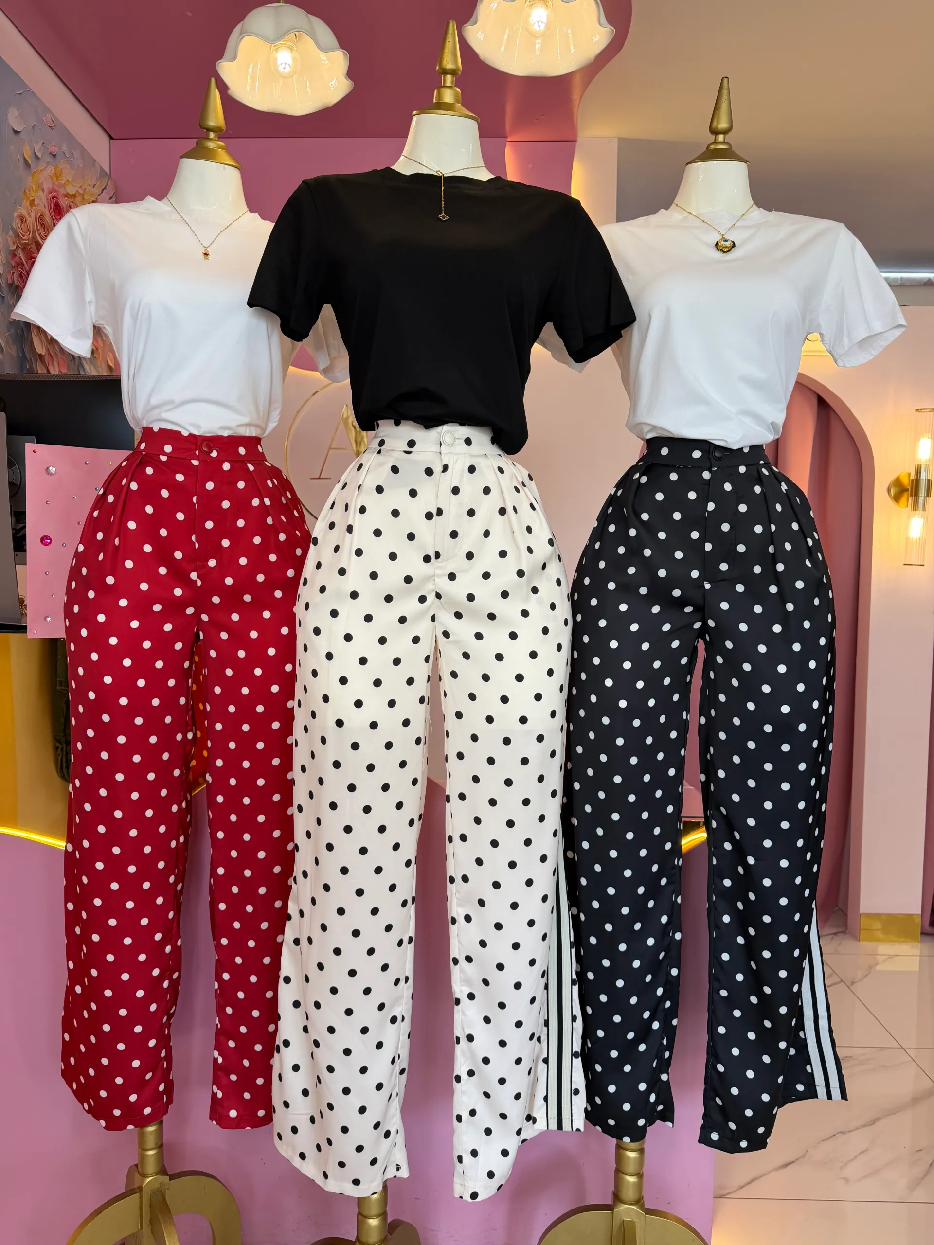 Pantalón satinado polka 