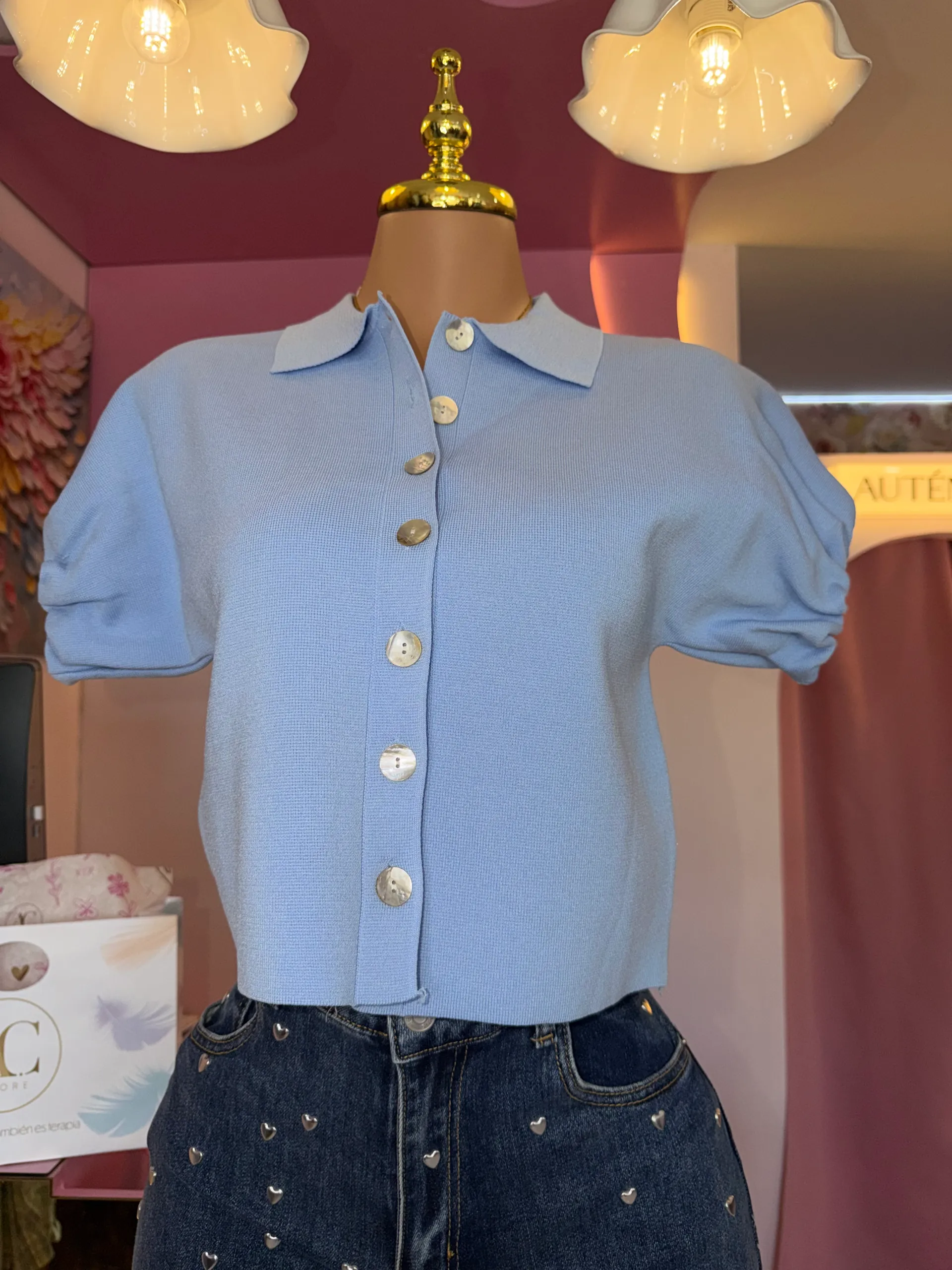 Blusa corta de punto
