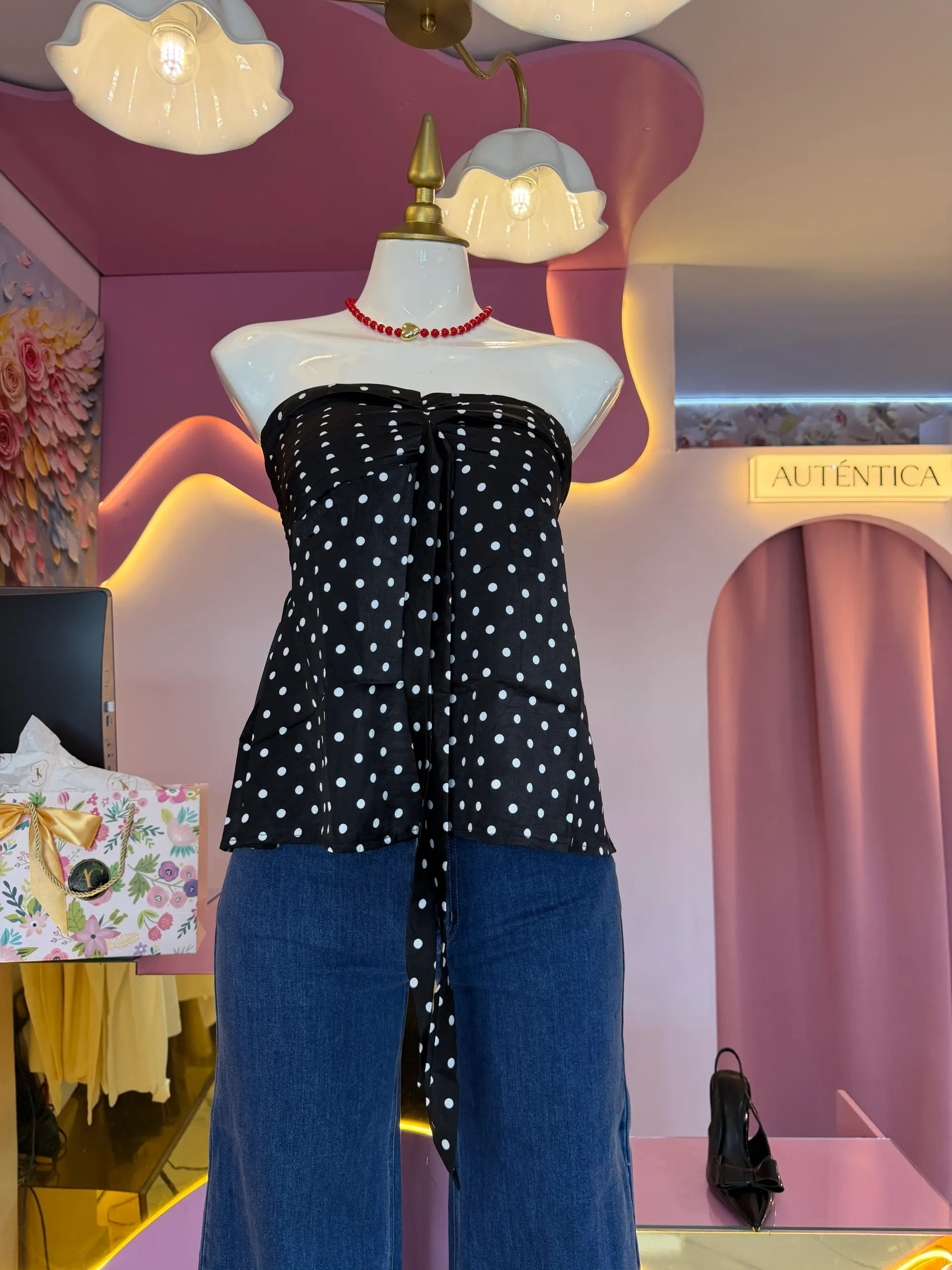Blusa de lunares estraple — AC Store