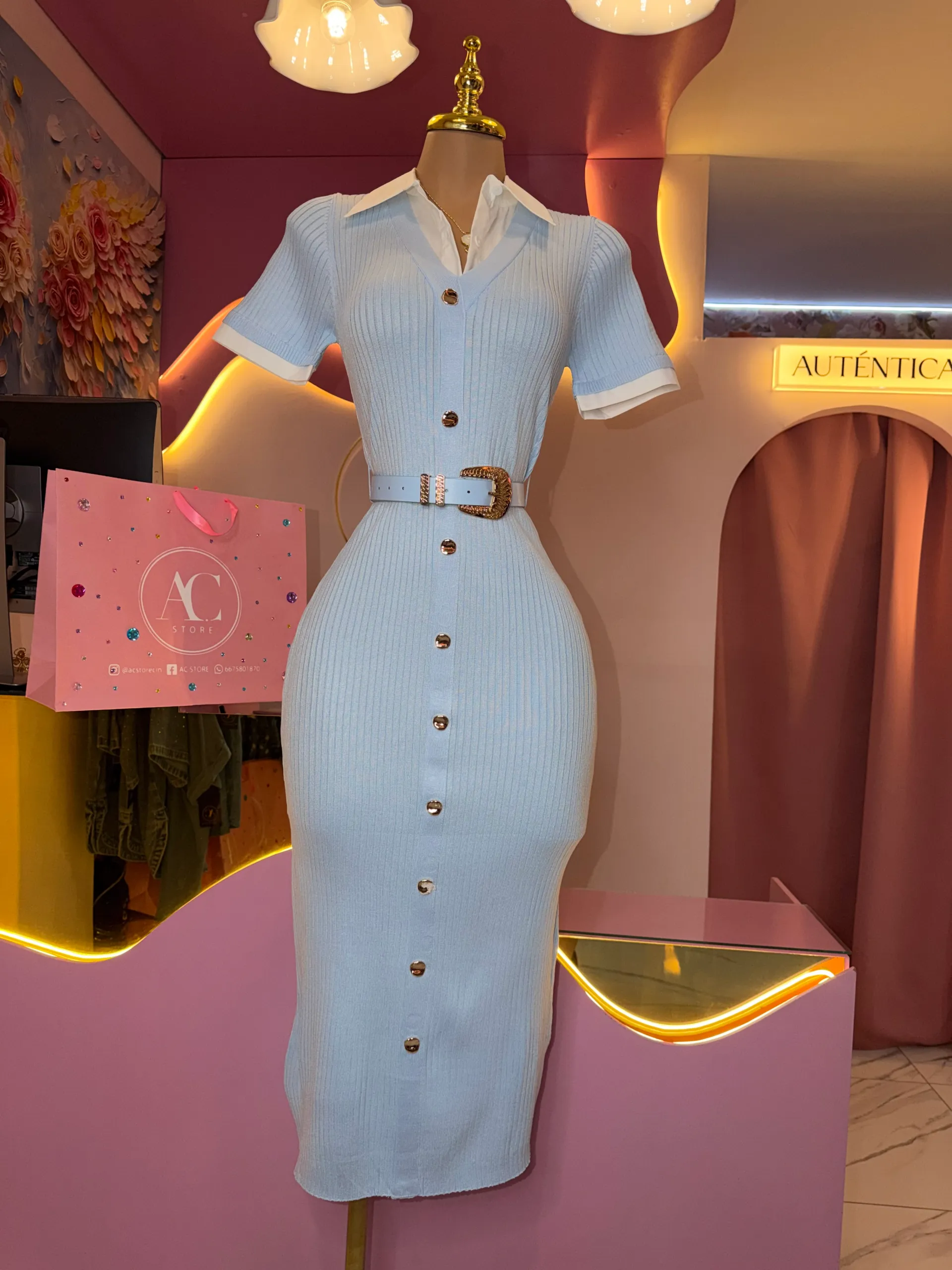 Vestido midi de cinturón  — AC Store