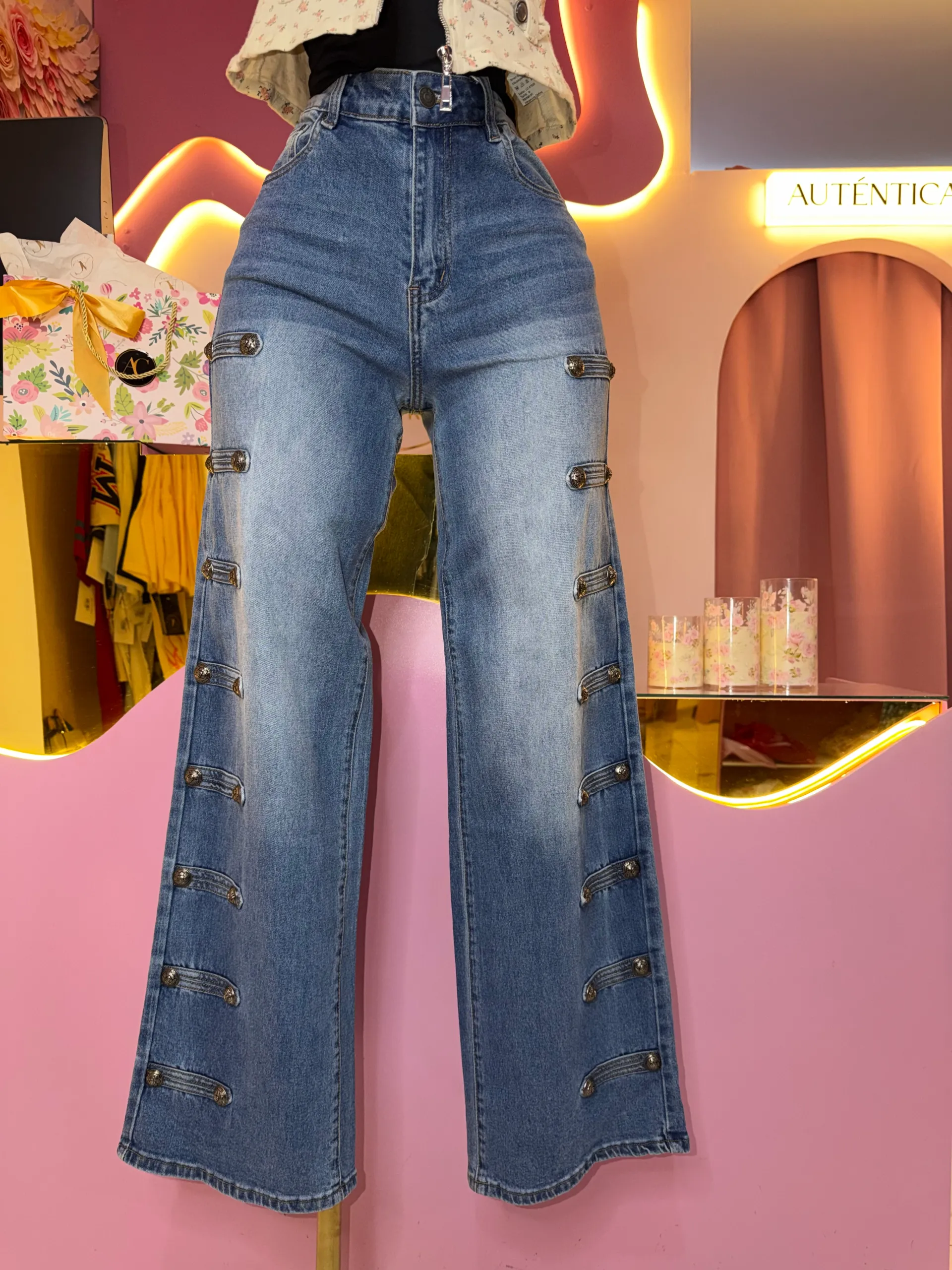 Pantalón denim estilo Napoleón 