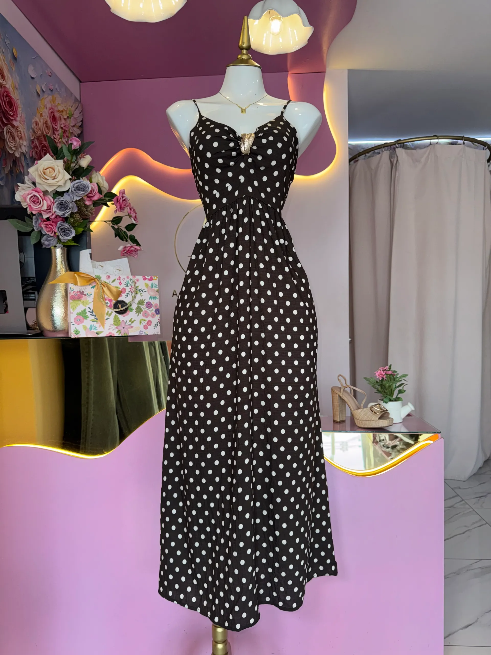 Vestido de tirantes polka