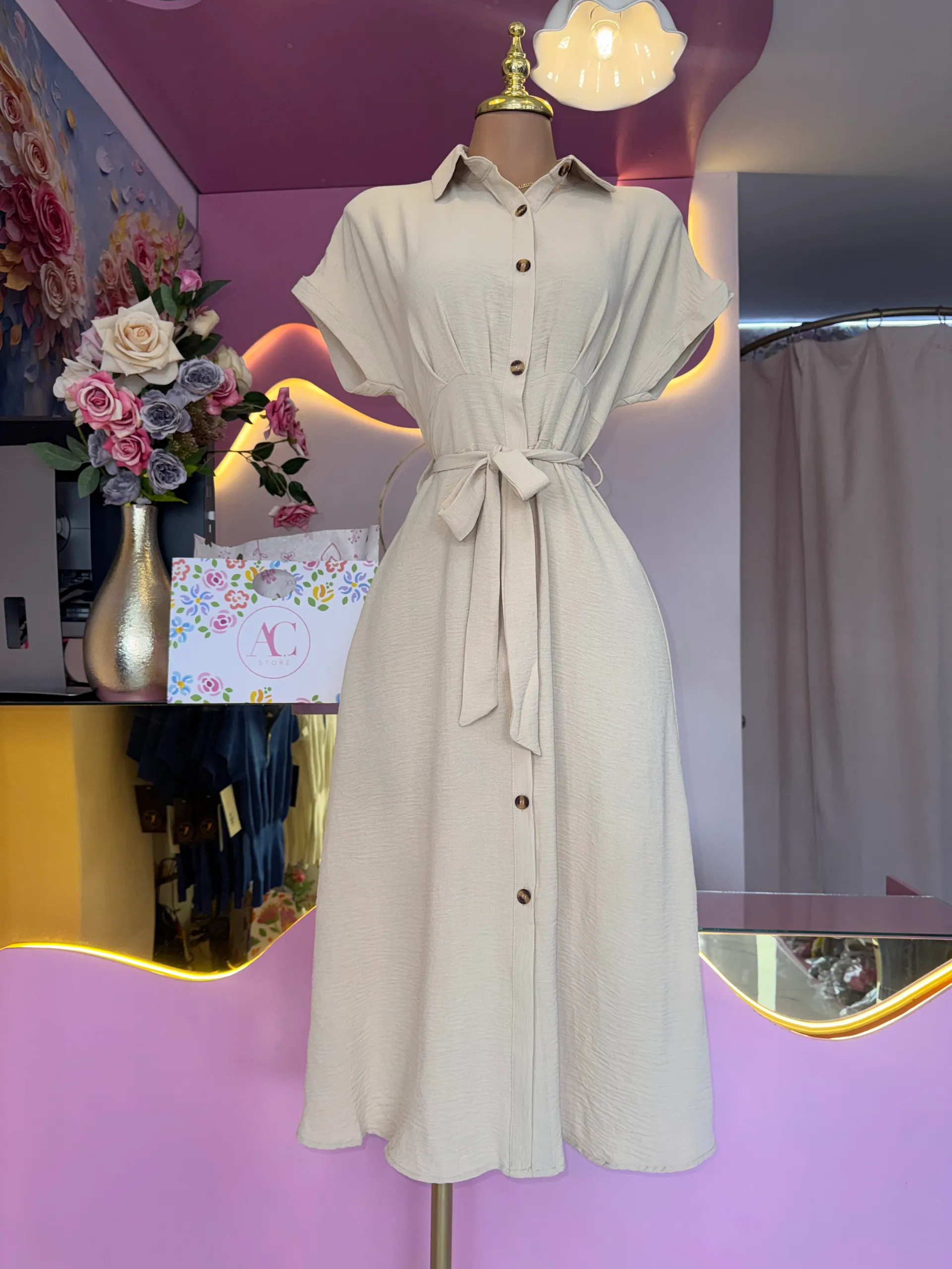 Vestido midi de lazo 