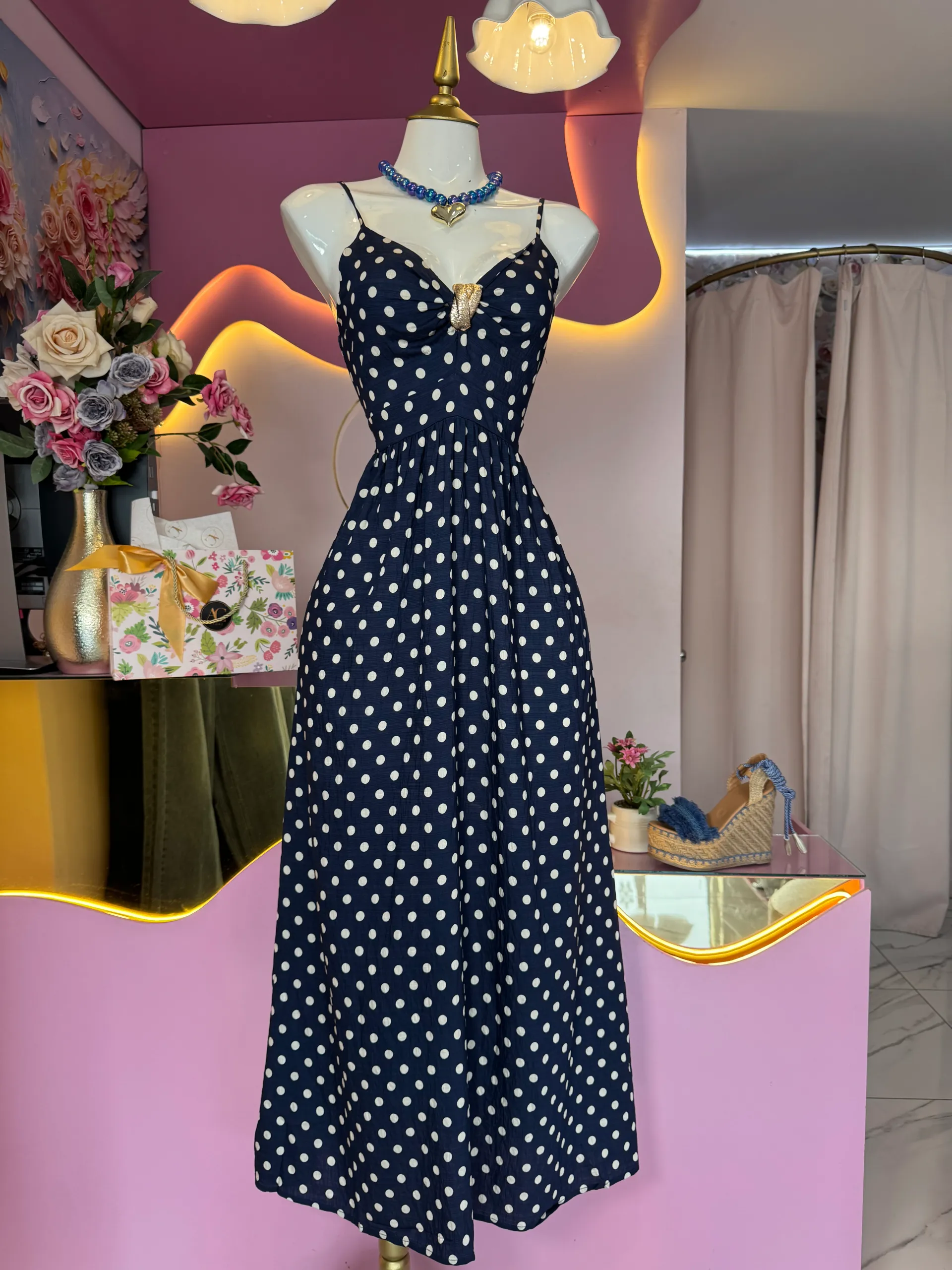 Vestido de tirante polka