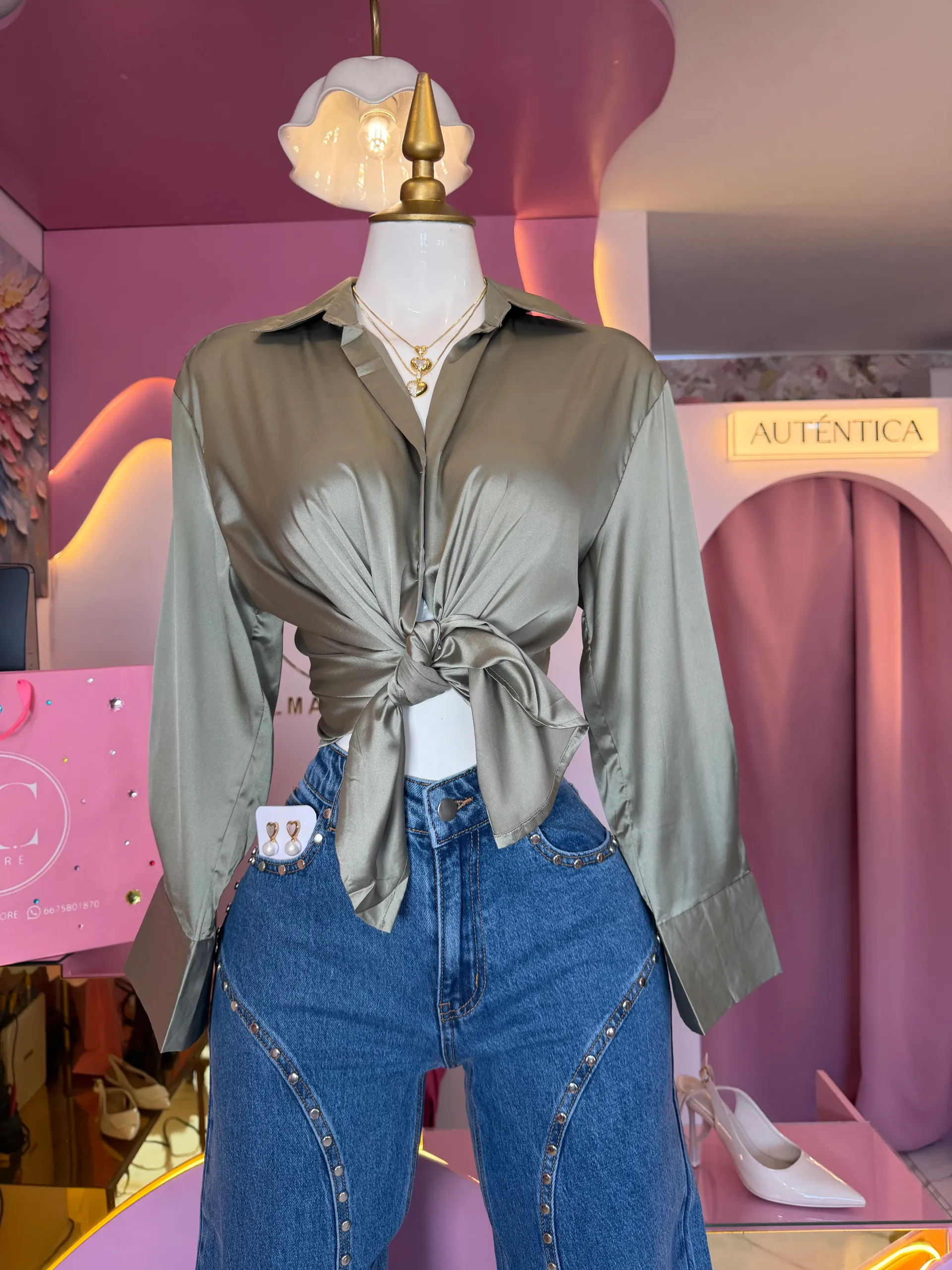 Camisa de satin lisa